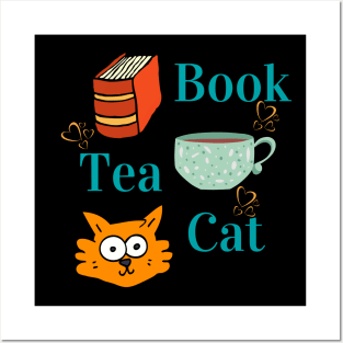 Book, Tea, Cat Posters and Art
